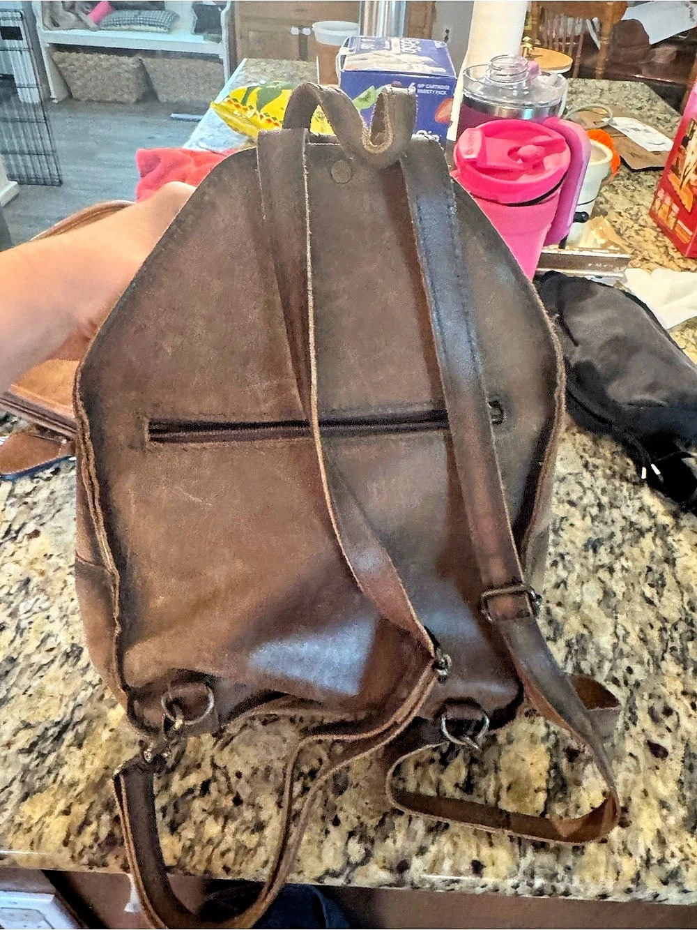American Darling Leather Backpack in Brown & White